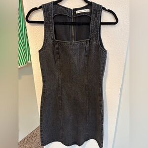 Abercrombie & Fitch Black Denim Square Neck Dress - Small